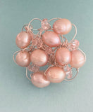 Sale - Cream tone Pearl Crochet Brooch