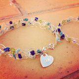 Birthstone Silver Crochet 2 row Bracelet
