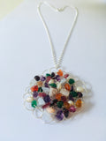 Celebration Birthstone Silver Crochet Pendant