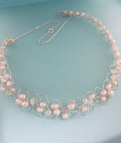 Ivory/Cream Pearl Crochet Necklace
