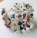 Celebration Birthstone Silver Wire Crochet Cuff