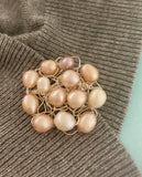 Sale - Peach tone Pearl Crochet Brooch