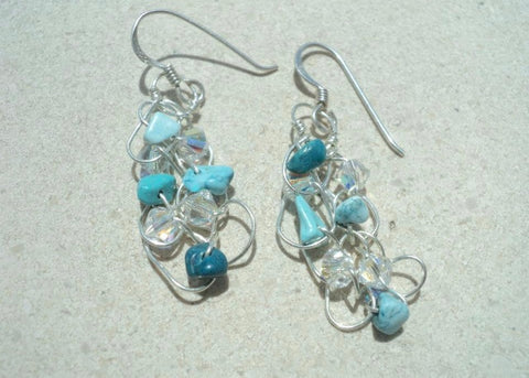 Birthstone Silver Crochet Earrings