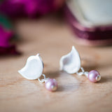 Silver Bird Earrings With Freshwater Pearl Drop
