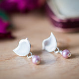 Silver Bird Earrings With Freshwater Pearl Drop