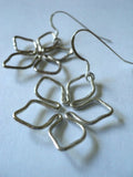 Silver Flower Drop Earrings