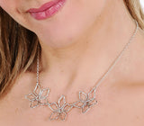 Three Silver Flower Necklace