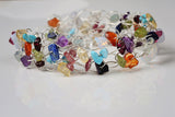 Rainbow Gemstone Silver Wire Crochet Bracelet
