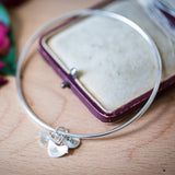 Personalised Silver Bangle With Chick Family Charms